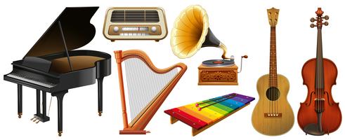 Diferentes tipos de instrumentos de música clássica