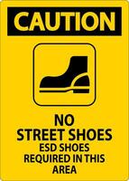 Cuidado placa não rua sapato, esd sapatos requeridos dentro isto área vetor