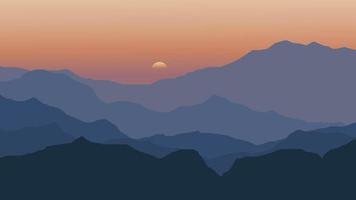 paisagem dramática do pôr do sol na montanha vetor