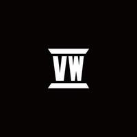 Monograma do logotipo da vw com modelo de design em forma de pilar vetor