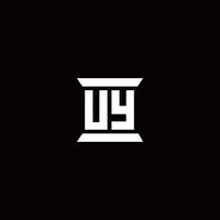 Monograma do logotipo da uy com modelo de design em forma de pilar vetor