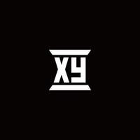 Monograma do logotipo xy com modelo de design em forma de pilar vetor