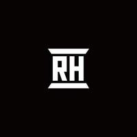 Monograma do logotipo rh com modelo de design de forma de pilar vetor