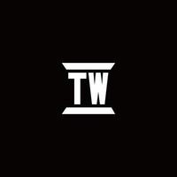 monograma do logotipo tw com modelo de design em forma de pilar vetor