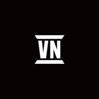 Monograma de logotipo vn com modelo de design de forma de pilar vetor