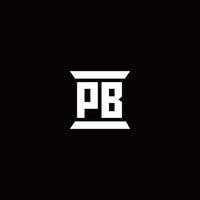 Monograma de logotipo pb com modelo de design de forma de pilar vetor