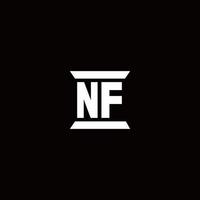 Monograma do logotipo da nf com modelo de design em forma de pilar vetor