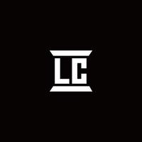 Monograma de logotipo lc com modelo de design em forma de pilar vetor