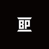 Monograma do logotipo bp com modelo de design em forma de pilar vetor