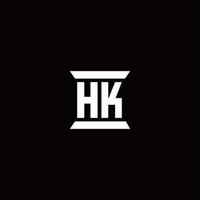 Monograma do logotipo da hk com modelo de design em forma de pilar vetor