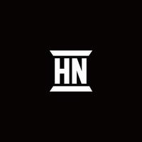 Monograma do logotipo hn com modelo de design em forma de pilar vetor