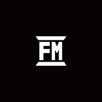 Monograma de logotipo fm com modelo de design em forma de pilar vetor