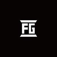 Monograma do logotipo fg com modelo de design em forma de pilar vetor