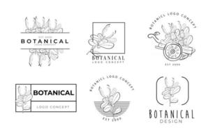 pacote de logotipo floral minimalista botânico estilo vintage retrô vetor