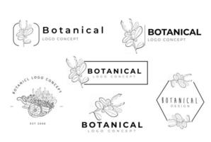 pacote de logotipo floral minimalista botânico estilo vintage retrô vetor