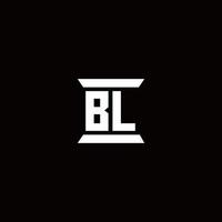 Monograma do logotipo bl com modelo de design em forma de pilar vetor