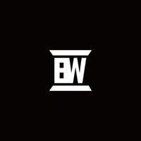 Monograma do logotipo da bw com modelo de design em forma de pilar vetor