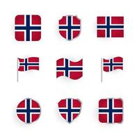 conjunto de ícones de bandeira da noruega vetor