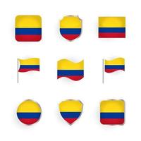 conjunto de ícones da bandeira da colômbia