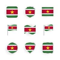 conjunto de ícones da bandeira do suriname vetor