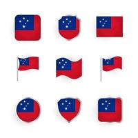 conjunto de ícones da bandeira de samoa vetor