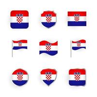 conjunto de ícones de bandeira da croácia vetor