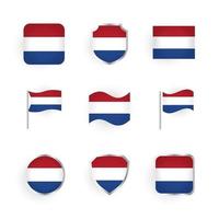 conjunto de ícones de bandeira da holanda vetor