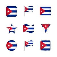 conjunto de ícones de bandeira de cuba vetor