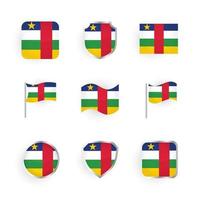 conjunto de ícones de bandeira da República Centro-Africana vetor