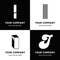 Conjunto de logotipo preto e branco com letra i vetor