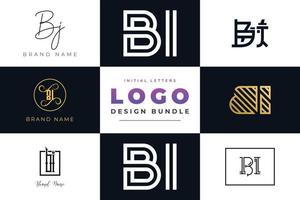 conjunto de design de logotipo bi de letras iniciais de coleção. vetor