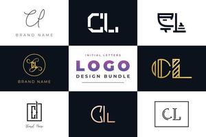 conjunto de design de logotipo de cl de letras iniciais de coleção. vetor