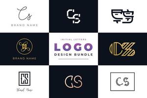 conjunto de design de logotipo de cs de letras iniciais de coleção. vetor