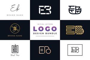 conjunto de design de logotipo eb letras iniciais da coleção. vetor