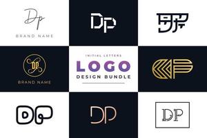 conjunto de design de logotipo de dp de letras iniciais de coleção. vetor