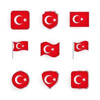 conjunto de ícones de bandeira da Turquia vetor