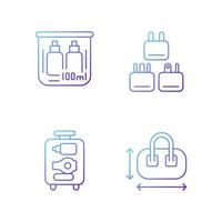 conjunto de ícones de vetor linear gradiente, fundamentos de viagem portátil