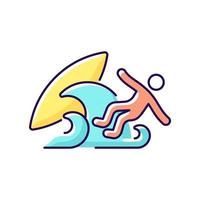 ícone de cor rgb de wipeout surf vetor