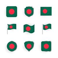 conjunto de ícones da bandeira de bangladesh vetor