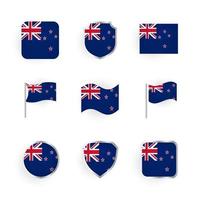 conjunto de ícones da bandeira da nova zelândia vetor