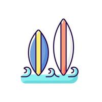 ícone de cor rgb de prancha de surf vetor