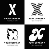 conjunto de logotipo x letra preto e branco vetor