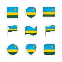 conjunto de ícones de bandeira de ruanda vetor