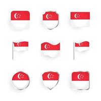 conjunto de ícones de bandeira de Singapura vetor