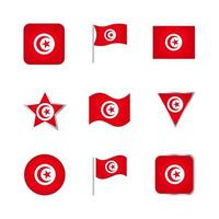 conjunto de ícones de bandeira da tunísia vetor