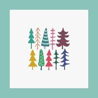 cartão de felicitações pinheiros natalinos vetor