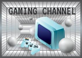 joystick de canal de jogos com fundo de computador vetor