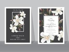 lindos cartões de convite de casamento floral vetor