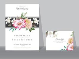 lindos cartões de convite de casamento floral vetor