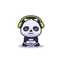 ilustração de panda fofo jogando videogame vetor